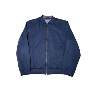 LL Bean Bomber Jacket Navy Blue L REG Quilted Plaid Lined Mens Traditional Fit